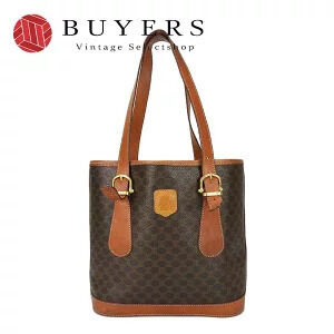 CELINE Macadam Tote Bag Shoulder Leather Brown Bucket s